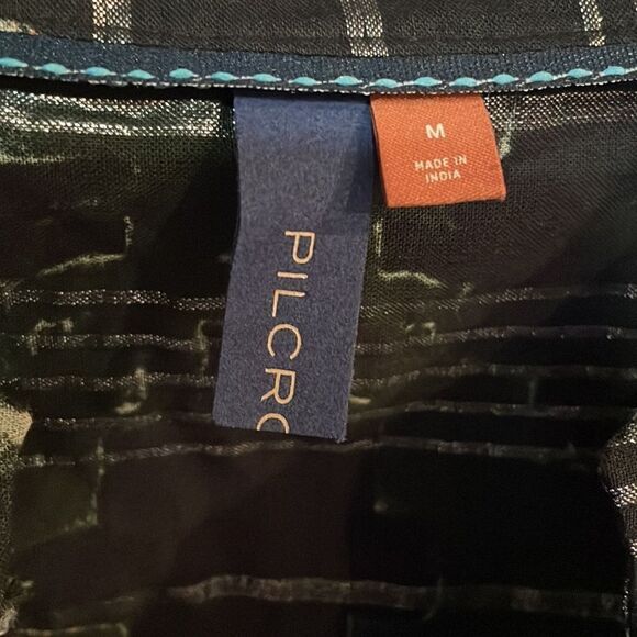 Anthropologie Pilcro Black Motif Sleeveless Ruffle Blouse - Picture 4 of 9